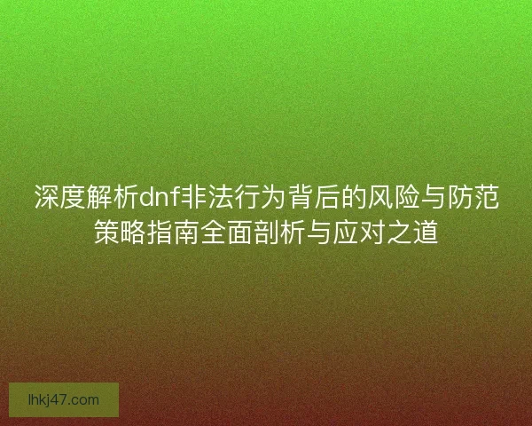 深度解析dnf非法行为背后的风险与防范策略指南全面剖析与应对之道